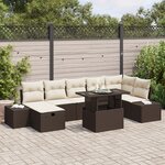 vidaXL Ensemble de 8 pièces de sofa de jardin avec coussins marron en poly rattan