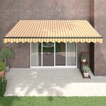vidaXL Auvent rétractable automatique jaune et blanc 4x3 m