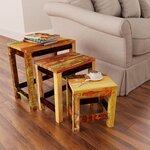 vidaXL Table gigogne 3 Pièces vintage Bois de récupération