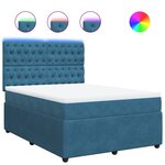 vidaXL Sommier à lattes de lit et matelas bleu 140x190 cm velours