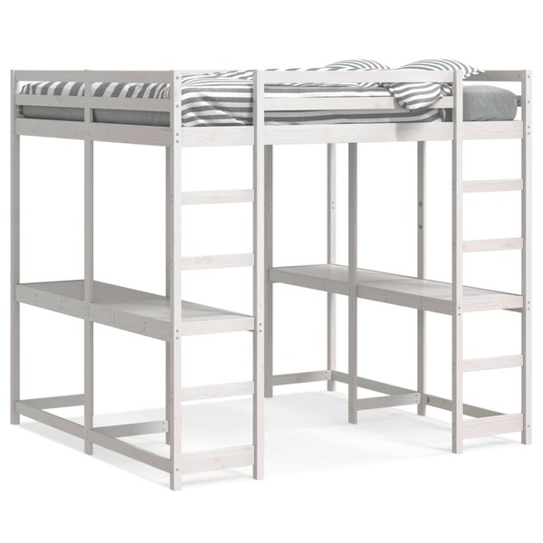vidaXL Lit superposé et bureau et échelle 140x200cm bois de pin massif