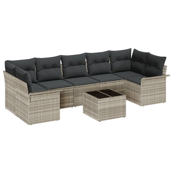 Ensemble de Canapé de Jardin vidaXL 8 Pièces avec Coussins Gris Clair Rattan