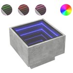 vidaXL Table de chevet avec LED infini gris béton 40x40x30 cm