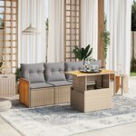 vidaXL Salon de jardin avec coussins 5 Pièces beige résine tressée