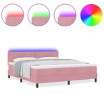 vidaXL Lit à ressort avec matelas et LED Rose 180x200 cm Velours