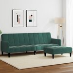 vidaXL Canapé-lit à 2 places avec repose-pied vert foncé velours