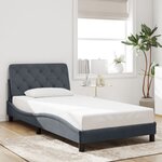 vidaXL Cadre de lit avec lumières LED gris foncé 100x200 cm velours