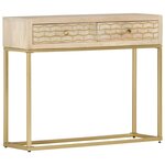 vidaXL Table console Doré 90 x 30 x 75 cm Bois de manguier massif
