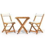 vidaXL Ensemble de bistro pliable 3 Pièces avec coussins Acacia solide