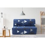 Banquette BZ - Tissu 100  Coton bikini bleu - Couchage 140 x 190 cm - 145 x 100 x 90 cm