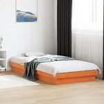 vidaXL Cadre de lit LED cire marron 90x200 cm bois de pin massif