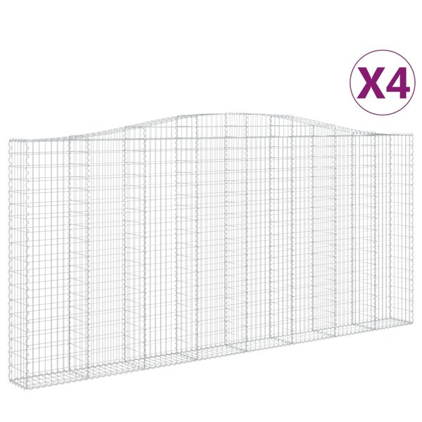 vidaXL Paniers à gabions arqués 4 Pièces 400x30x180/200 cm Fer galvanisé