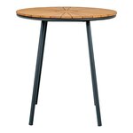 Table plateau en teck naturel pieds noirs ø 70x74 cm