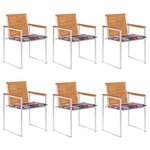 vidaXL Chaises de jardin lot de 6 avec coussins Bois d'acacia solide