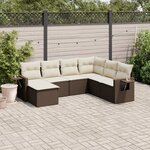 vidaXL Salon de jardin avec coussins 7 Pièces marron résine tressée
