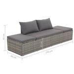 vidaXL Lit de jardin Gris 195x60 cm Résine tressée