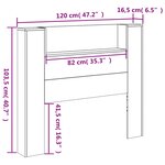 vidaXL Armoire tête de lit avec LED chêne fumé 120x16 5x103 5 cm