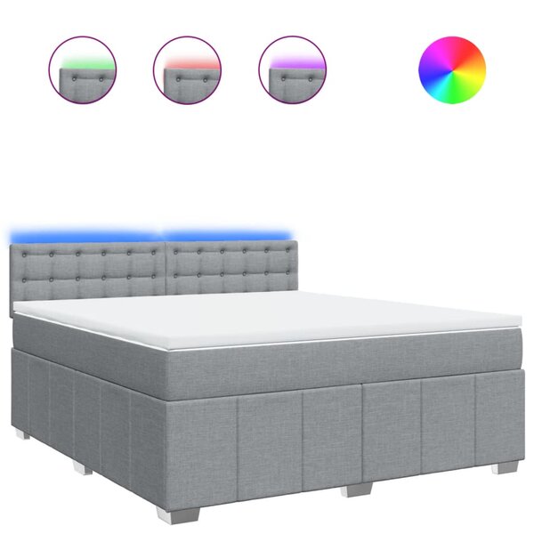 vidaXL Sommier à lattes de lit avec matelas Gris clair 180x200cm Tissu
