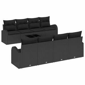 vidaXL Ensemble de canapé de jardin 9 Pièces Noir 55 x 55 x 37 cm