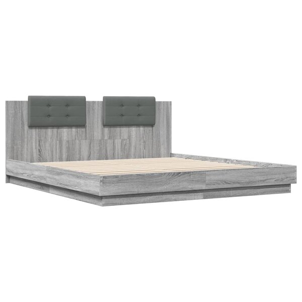 vidaXL Cadre de lit avec tête de lit sonoma gris 180x200 cm