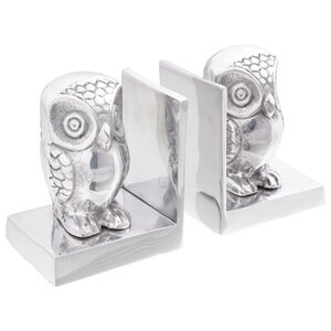 Serre-livres vidaXL 2 Pièces Argent 7x9x11 cm Aluminium Hibou