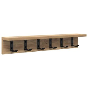 vidaXL Porte-manteau mural chêne artisanal 60 x 10.5 x 10.5 cm