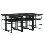 vidaXL Ensemble à manger de jardin 7 Pièces avec coussins noir textilène