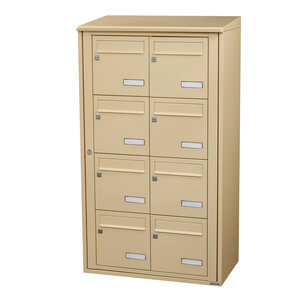 Bloc collectif leabox.com 2x4 grade 3 simple face Extérieur fixation murale Beige RAL 1001 finition brillante