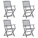 vidaXL Chaises pliables d'extérieur lot de 4 et coussins Bois d'acacia
