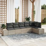 vidaXL Set de canapé de jardin 6 pièces avec coussins gris clair en poly rotin.