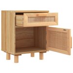 vidaXL Table de chevet Marron Bois de pin massif et rotin naturel