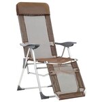 vidaXL Chaises de camping pliantes et repose-pied 2 Pièces marron