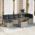 Ensemble de Sofas de Jardin vidaXL 8 Pièces avec Coussins Gris Clair Poly Rotin