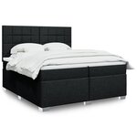 vidaXL Sommier à lattes de lit avec matelas Noir 200x200 cm Tissu