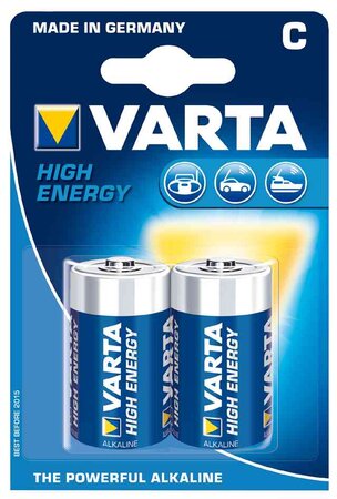 Blister de 2 piles alcaline 'High Energy', Baby (C/LR14) VARTA