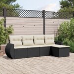 vidaXL Salon de jardin 5 Pièces avec coussins noir résine tressée