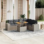 vidaXL Salon de jardin avec coussins 7 Pièces gris résine tressée