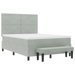 vidaXL Lit à ressorts avec matelas et banc gris clair 140x200 cm en velours