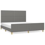 vidaXL Cadre de lit avec tête de lit Gris foncé 160 x 200 cm Tissu