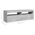vidaXL Meuble TV avec lumières LED gris béton 120x35x40 cm
