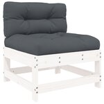 vidaXL Salon de jardin 10 Pièces avec coussins blanc bois massif