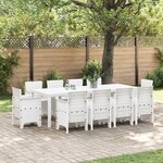 vidaXL Set de salle à manger jardin 11 pièces en poly rattan blanc