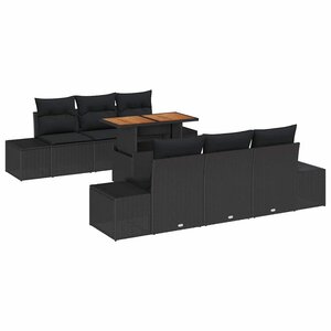 vidaXL Ensemble de canapé de jardin 7 Pièces Noir Poly rotin