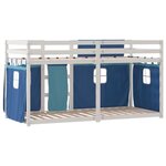 vidaXL Lit superposé avec rideaux bleu 90x200 cm bois pin massif