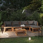 vidaXL Salon de jardin 6 Pièces avec coussin Bois d'acacia solide