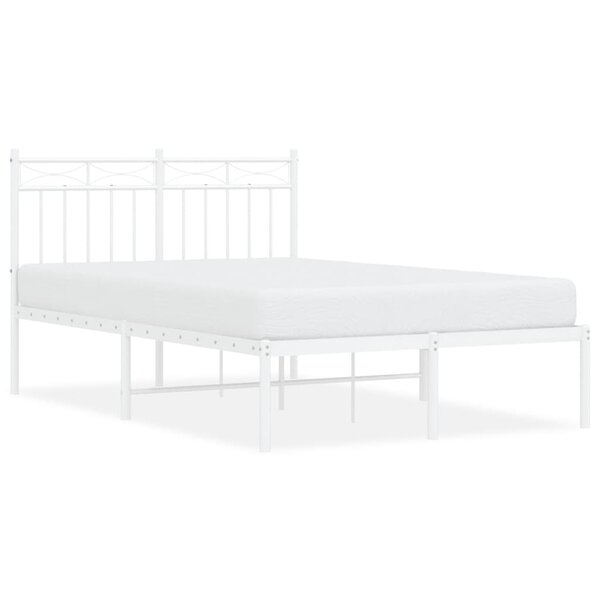 vidaXL Cadre de lit métal avec tête de lit blanc 120x200 cm