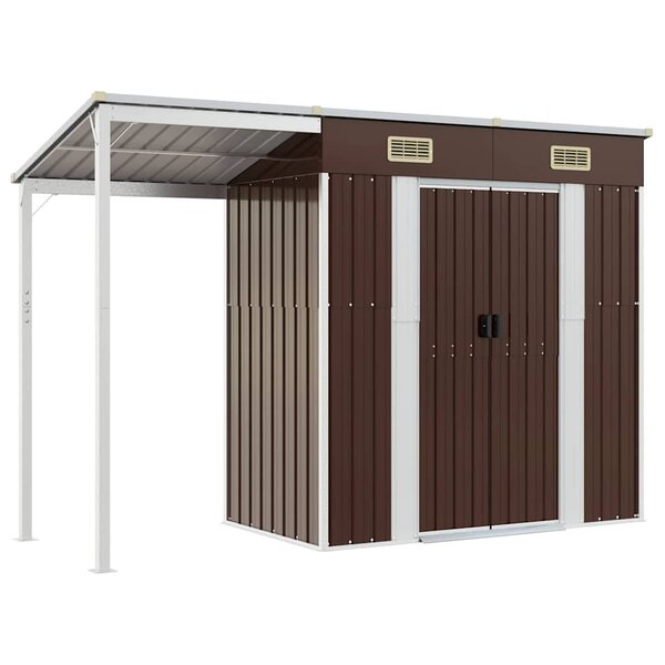 vidaXL Abri de jardin avec toit prolongé marron 277x110 5x181 cm acier