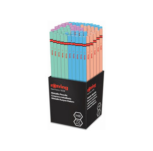 Rotring présentoir de 72 crayons en bois métallique hb:
jaune x 18 - rose x 18 - vert x 18 - bleu x 18