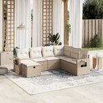 vidaXL Salon de jardin avec coussins 7 Pièces beige résine tressée