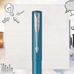 PARKER VECTOR XL Stylo plume  laque turquoise métallisée sur laiton  plume moyenne  encre bleue  Coffret cadeau